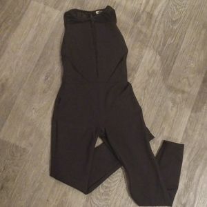 Black romper with mesh detail